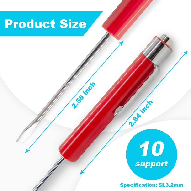 Earthtec (10) TEN for Snap on Pocket Screwdriver, Flat Tip Screwdrivers, RED ~ Magnetic .NEW. R86855 - Image 2